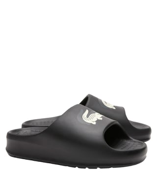 Lacoste black best sale flip flops