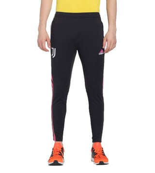 Buy Adidas Black Stripes Juve Slim Fit Trackpants for Men Online