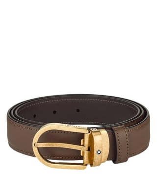 Montblanc Horseshoe Leather Buckle Belt Brown