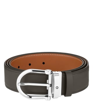 Montblanc Horseshoe Leather Buckle Belt Brown