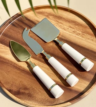 White & Gold Cheese Knife Set of 3