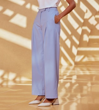 Zara Lilac Pleated Wide Leg Palazzo Trousers Pants Size XS  eBay
