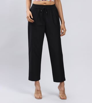 Buy Black Solid Pants Online  Aurelia