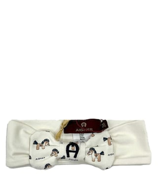 Aigner Kids White Logo Headband 9 M