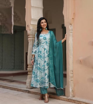 Linen anarkali hot sale