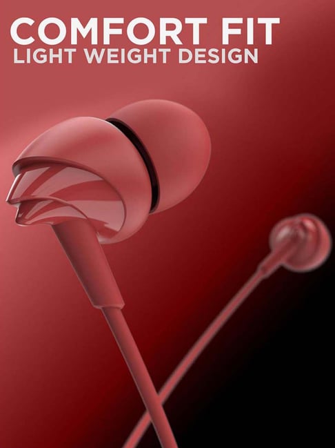 Buy Boat BassHeads 100 Wired Earphones with Mic (Furious Red) Online At