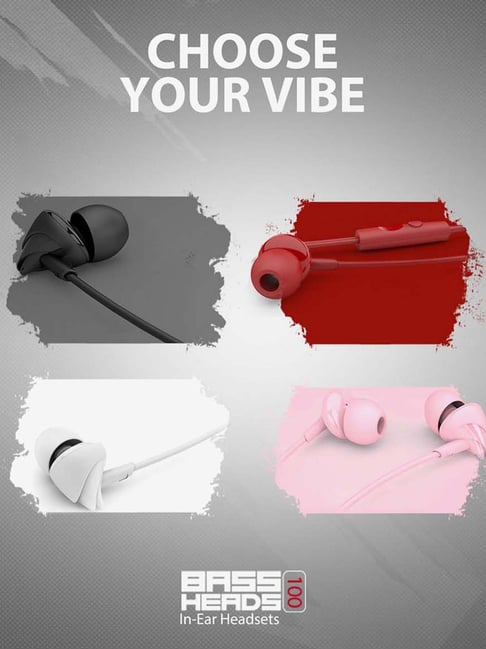Buy Boat BassHeads 100 Wired Earphones with Mic (Furious Red) Online At
