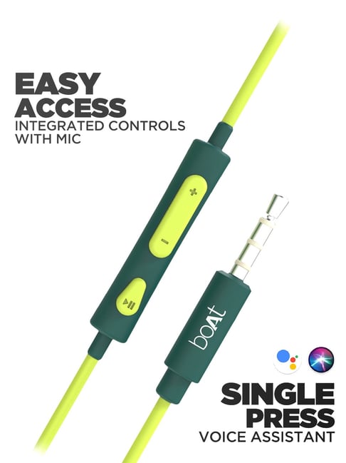 Buy boAt BassHeads 242 Wired Earphone With Mic (Neon Green) Online At Best Price Tata CLiQ