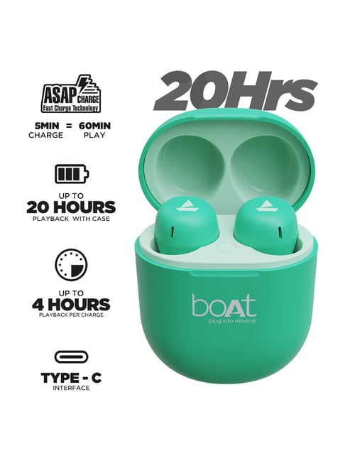 Buy boAt Airdopes 381 True Wireless EarPods With Mic Mint Green