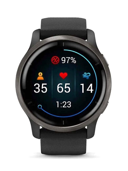 Garmin Venu 2 Smartwatch with Silicone Band (Slate Stainless Steel Bezel/Black)