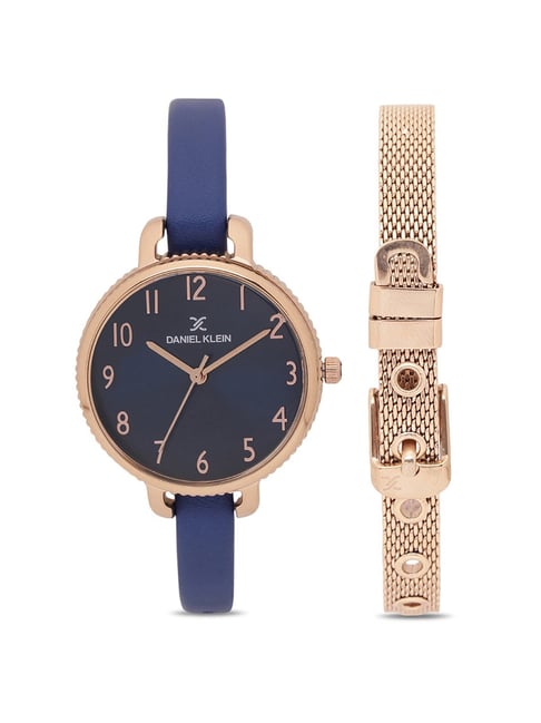 Daniel Klein Blue Dial Analog Gift Set Watch with Bracelet For Womens (Pack of 2) - DK11793-4