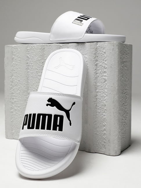 Puma slides best sale mens white