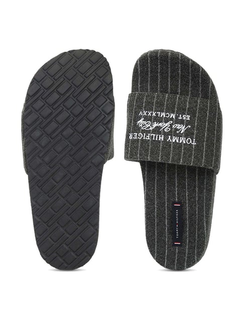 Tommy Hilfiger Men's Dark Ash Grey Slide Sandals