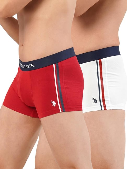 U.S. Polo Assn. Red & White Cotton Regular Fit Trunks - Pack Of 2-picture-47