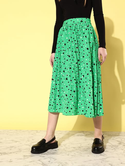 Green pleated 2024 skirt online