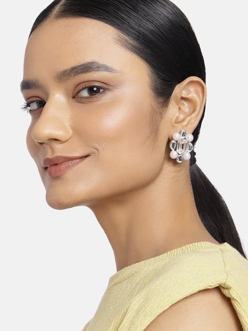 Estele Gold-Plated Ayina Pearl Stud Earrings with Kundan for Women-picture-37