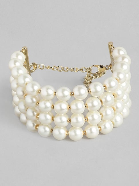 4 strand diamond and pearl bracelet | Elite Jewelry