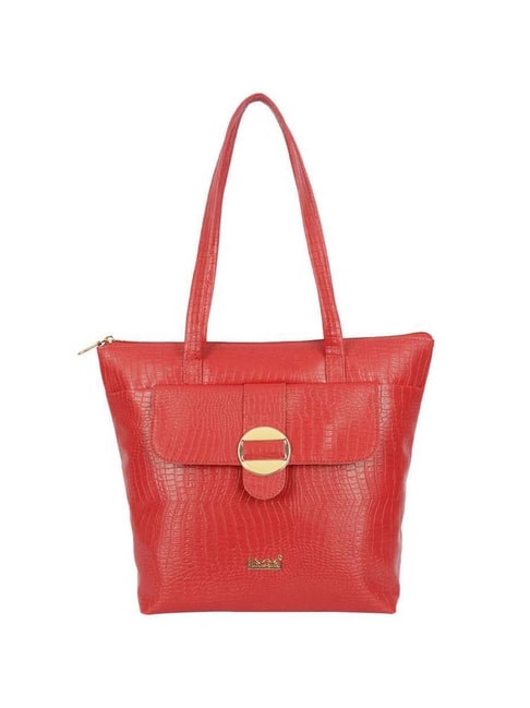 Enoki by Baggit Red Textured Medium Tote Handbag