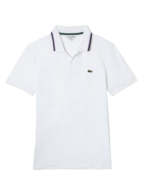 Lacoste White Cotton Regular Fit Polo T-Shirt