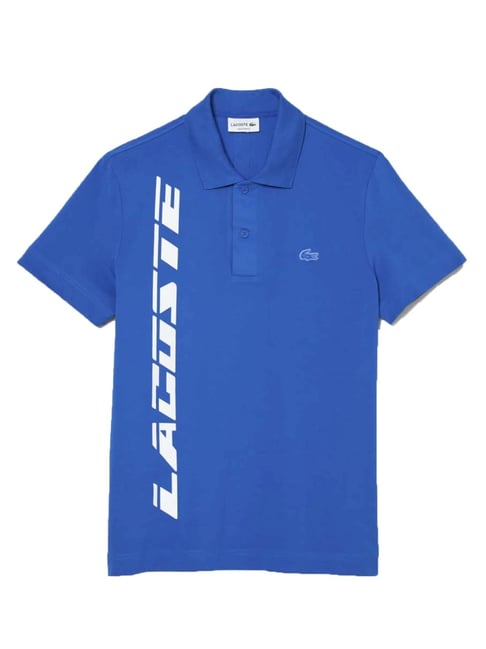 Lacoste Blue Regular Fit Logo Printed Polo T-Shirt