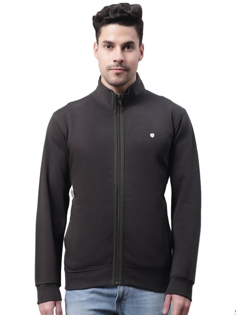 Cantabil Dark Grey Regular Fit High Neck Sweatshirt-picture-14