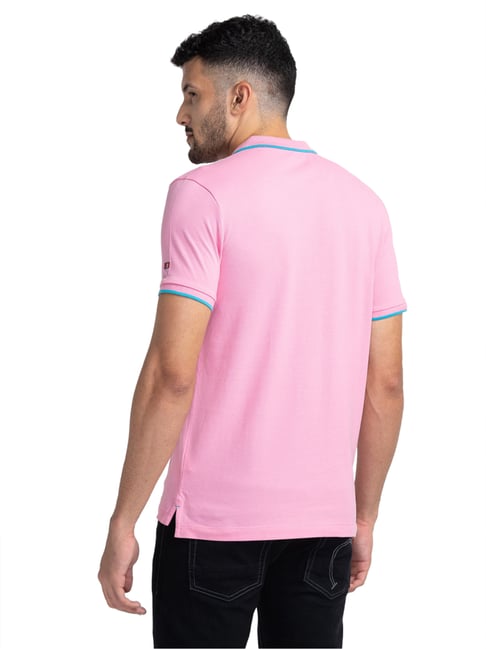 Being Human Pink Collared Shirts Cotton Polo T-Shirt With Contrast
