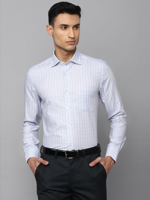 Buy Louis Philippe Blue Cotton Regular Fit Printed Shirts for Mens