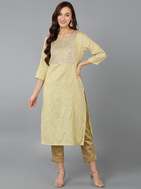 Buy Rajnandini Womens Beige Pure Cotton Jaipuri Printed Kurta online