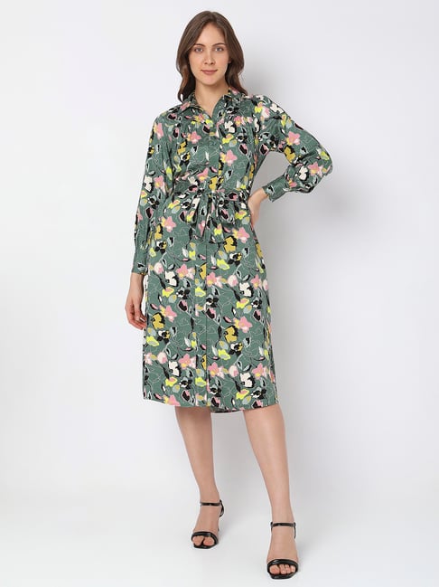 Vero Moda Green Printed Shirt Dress