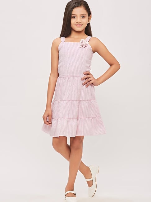 Tiny Girl Light Pink Striped Midi Dress