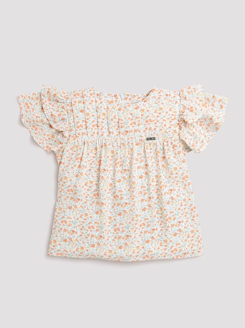 Tiny Girl White Floral Print Top