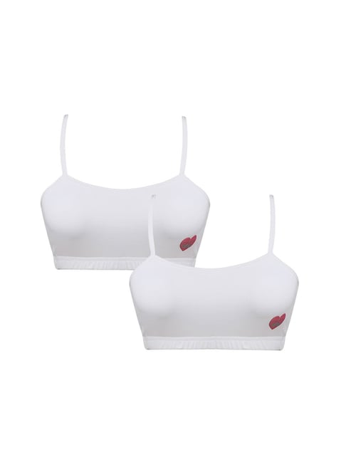 Sillysally Kids Solid White Bra (Pack Of 2)