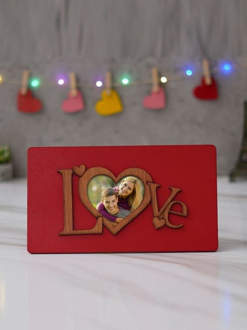 eCraftIndia Red "Love" Valentine Photo Frame With Stand