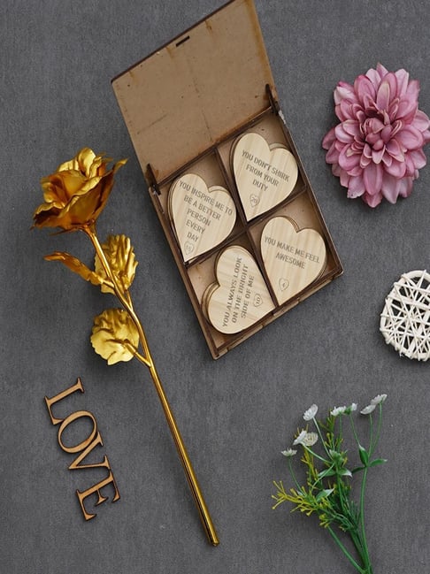 24k Golden Rose Gold Foil Artificial Rose Flower In Gift Box - Temu