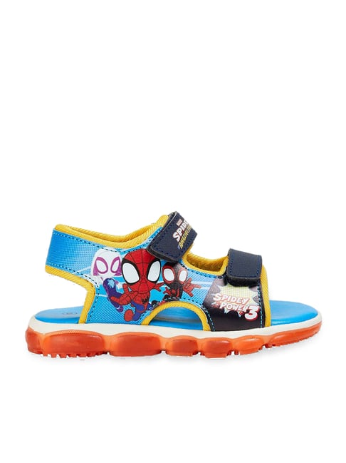 Fame Forever by Lifestyle Kids Spiderman Printed Blue & Yellow Floater Sandals