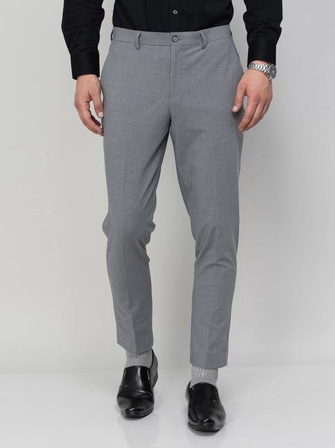 Smart Stretch Texture Trousers - Charcoal Grey | Charles Tyrwhitt