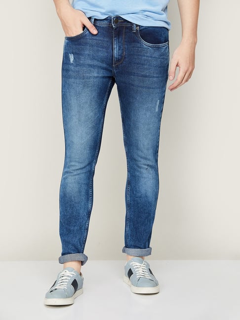 Fame Forever by Lifestyle Mid Blue Skinny Fit Distressed Jeans