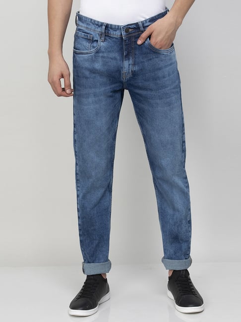 Fame Forever by Lifestyle Mid Blue Slim Tapered Fit Jeans