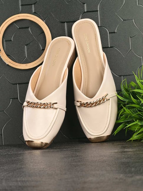 Clog London Women's Off White Mule Shoes Price in India