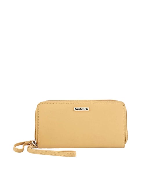 Buy Fastrack Beige Solid Zip Around Wallet for Women Online At