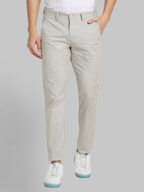 Park Avenue Grey Regular Fit Self Pattern Trousers