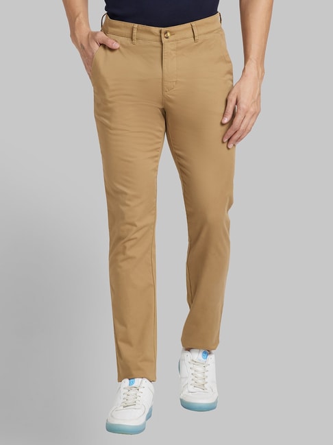 Buy Park Avenue Men Green Solid Cotton Blend Flat-Front Pants Online at  Best Prices in India - JioMart.