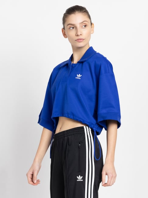 Adidas blue crop top hotsell