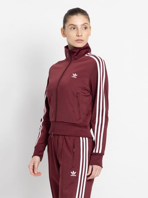 Maroon adidas hot sale tracksuit womens