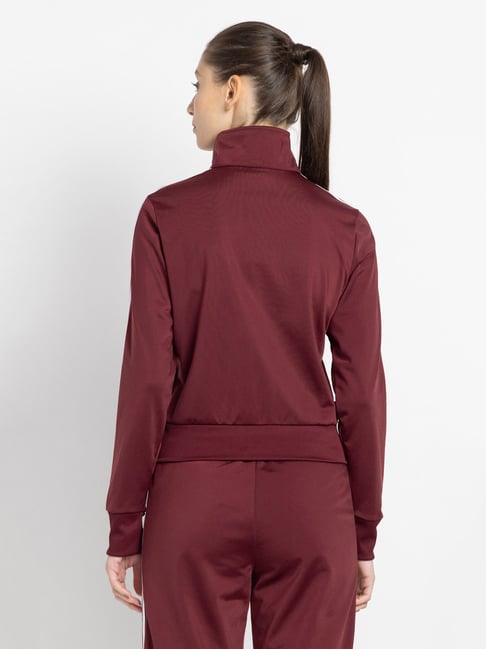 Maroon adidas track jacket on sale women's