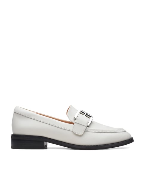 Clarks Women's Ria Trim White Loafers