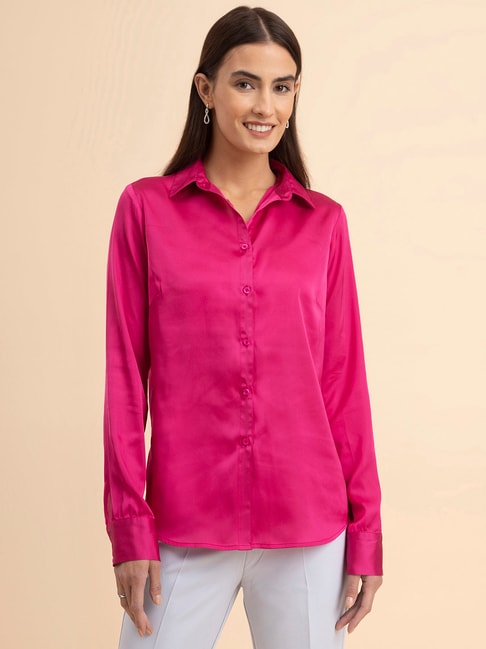 Fablestreet Fuchsia Formal Shirt Price in India
