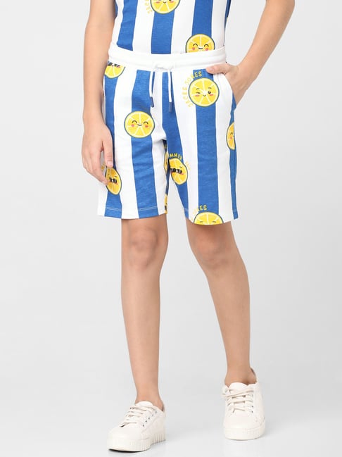 Jack & Jones Junior Blue & White Printed Shorts-picture-16