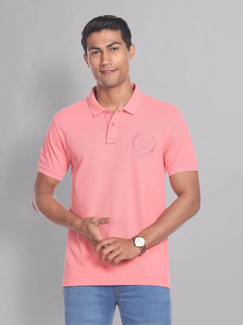 AD by Arvind Pink Slim Fit Logo Polo T-Shirt-picture-32