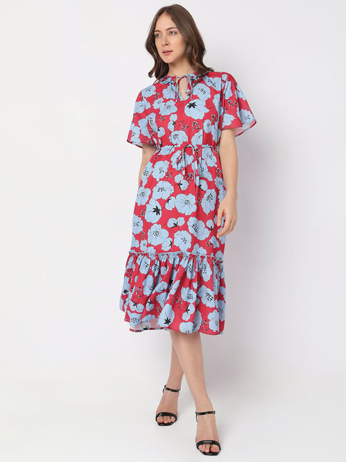 slim fit dress slacks VERO MODA Women Abstract Print Black Cotton Above Knee Length Fit and Flare  Dress